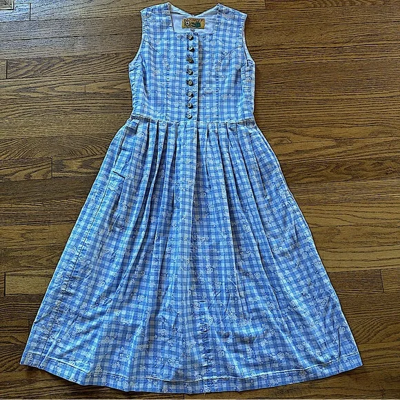 Brwolf | Dresses | Vintage Authentic Blue Gingham Cotton German Dirndl  Dress For Oktoberfest Xxs | Poshmark